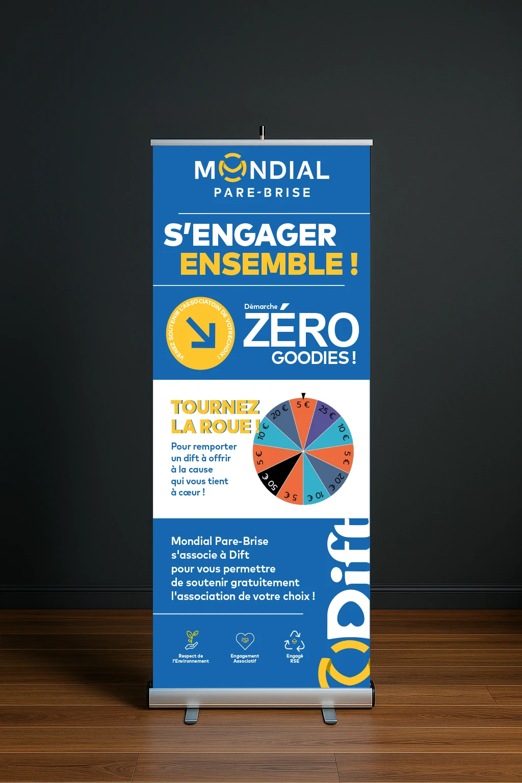 Roll-up Mondial Pare-Brise Commerce & S'engager Ensemble